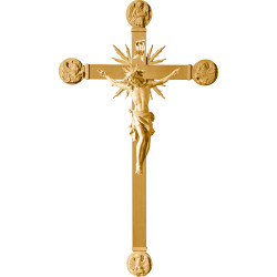 Cristo Pisa en cruz con Evangelistas y rayos